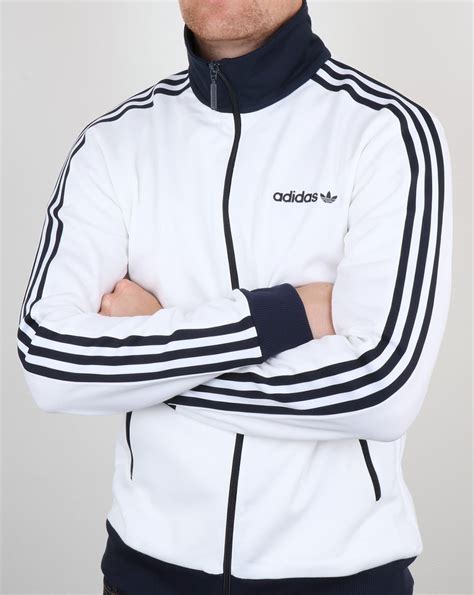 adidas beckenbauer track top white navy jacket originals black