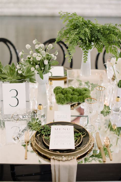 Modern Green And White Same Sex Wedding Place Setting