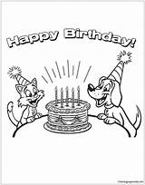 Happy Dog Cat Pages Birthday Coloring Color Online Kids sketch template