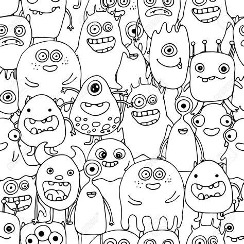 coloring pages multiple monster faces coloring pages