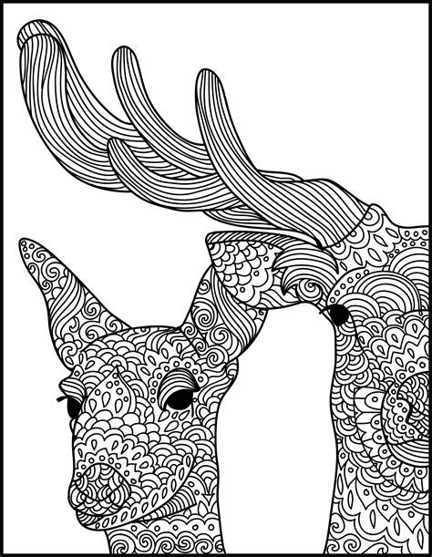 animal adult coloring page deer printable coloring page etsy