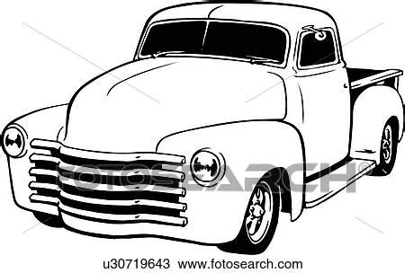 clipart  illustration lineart classic  chevy pickup truck