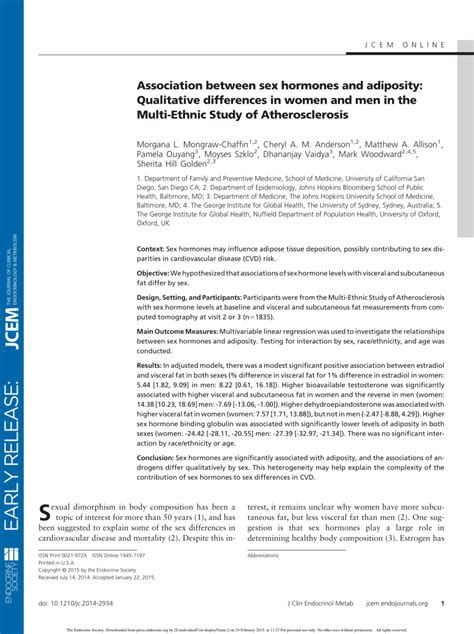 pdf association between sex hormones and adiposity