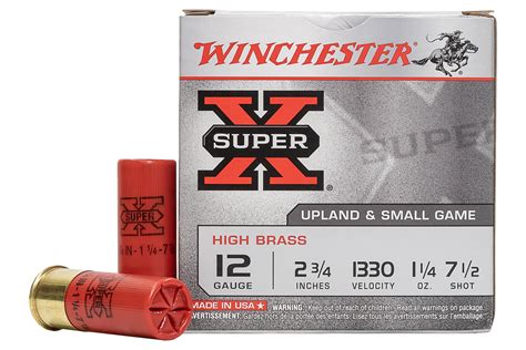 Winchester 12 Ga 2 3 4 In 1 1 4 Oz 7 1 2 Shot High Brass Upland And