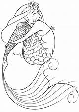 Mermaid Pages Girl Coloring Getdrawings Printable sketch template