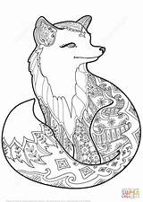 Fox Coloring Zentangle Pages Baby Cute Printable Ausmalbilder Animal Colouring Mandala Tiere Drawing Mermaid Kostenlos Color Sheets Von Supercoloring Adult sketch template