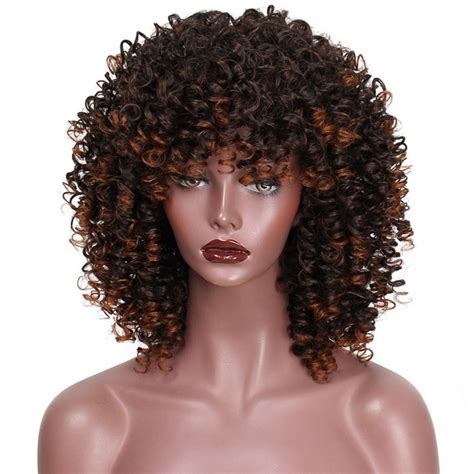 Buy 14 Inches Short Afro Wig Brown Synthetic Kinky