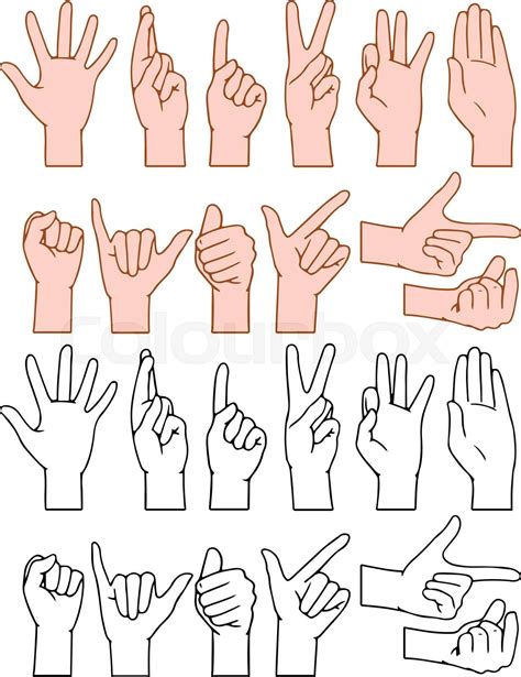 universal hand signs gestures stock vector colourbox