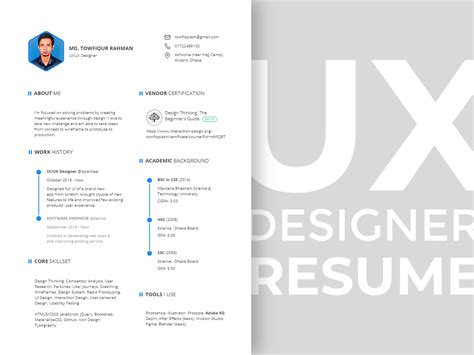 resume template ux designer