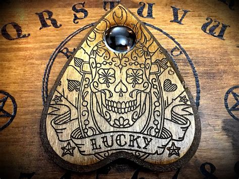 engraved wooden planchette  ouija board lucky etsy