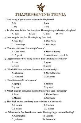 thanksgiving trivia printables  moms