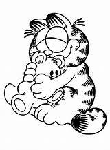 Coloring Garfield Pages Cute Printable Feeling Happy Toy His Strip Comic Cat sketch template