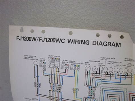 yamaha color wiring diagram schematic  fjw fjwc  ebay