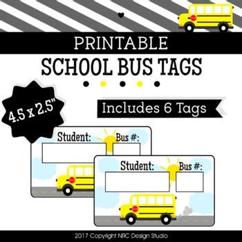 printable school bus tag frames perfect  decorating  organizing