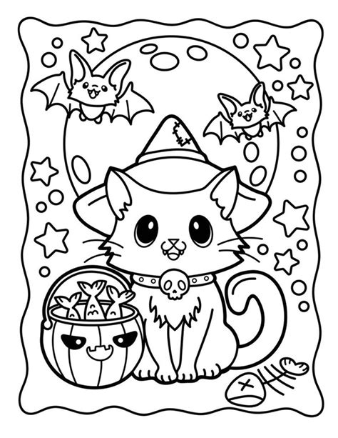 halloween coloring pages  kids halloween cats etsy halloween
