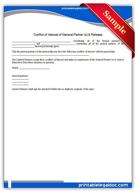 conflict  interest  general partner release legal forms