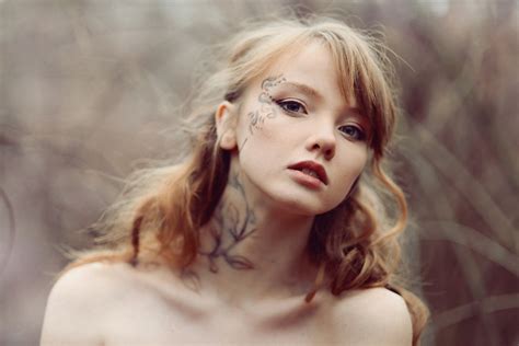 Redhead Body Paint Looking At Viewer Girl Olesya Kharitonova
