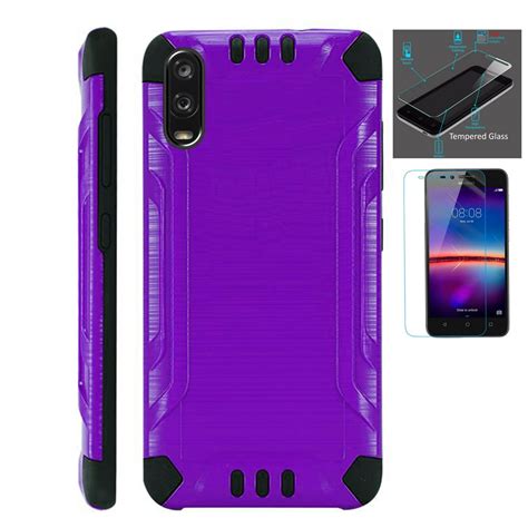 world acc combat phone case compatible  tcl ax screen protector hybrid slim cover purple