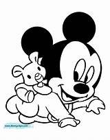 Coloring Baby Mickey Disney Pages Disneyclips Babies Printable Teddy Carrying Bear sketch template