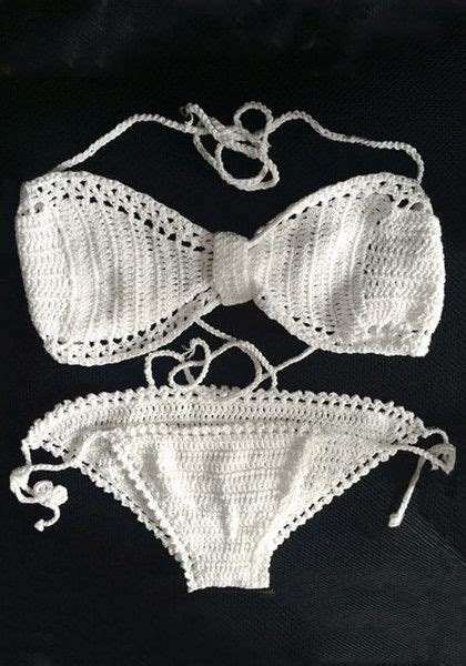 close up of white crochet bikini set crochet bikini set crochet bikini