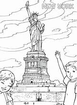 Liberty Coloring Statue Torch Pages Drawing Print Getcolorings Paintingvalley sketch template