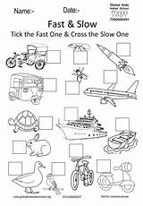 Slow Fast Sheet Activity Tick Sheets Kids Wonderland Activities sketch template