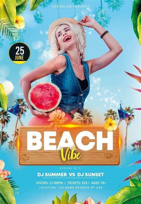 beach vibe 2 free psd flyer template stockpsd
