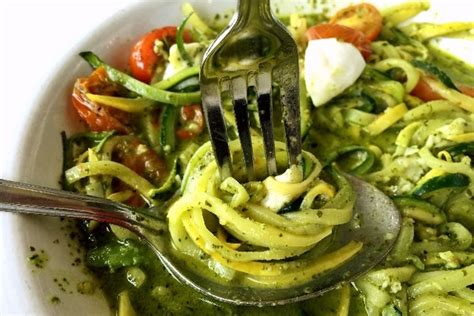 zucchini zoodles pesto recipe  food