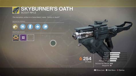 destiny  exotic gear skyburners oath secondary weapon
