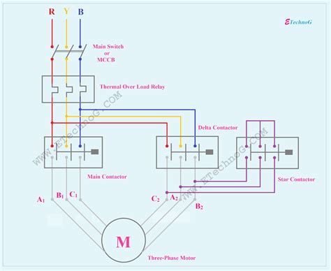 explained star delta starter diagram control  power circuit etechnog