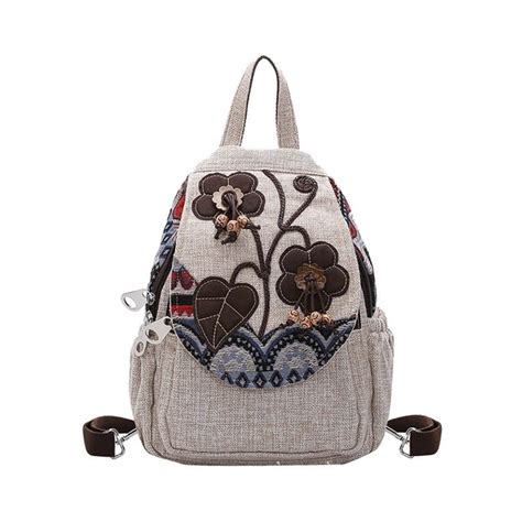 vintage cotton fabric backpacks  women lightweight leisure etsy