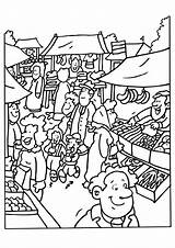 Market Place Coloring Printable sketch template