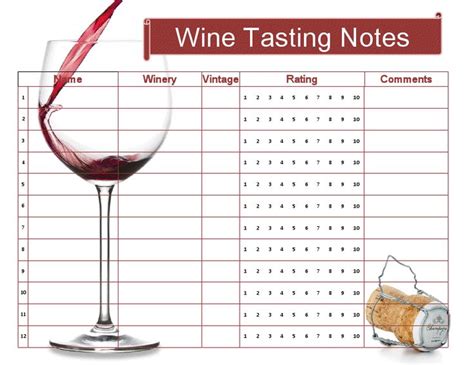 wine tasting notes template  boysnew
