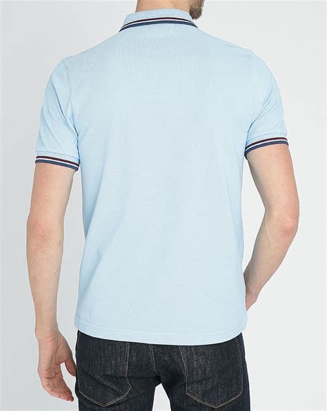 Fred Perry Sky Blue Navy Burgundy Classic Slim Fit Polo Shirt In Blue