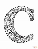 Letter Coloring Zentangle Pages Printable Letters Alphabet Supercoloring Adult Print Lettering Doodle Animals Paper Printables Stencils Nature Choose Board sketch template