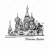 Basils Sint Kathedraal Stockillustratie Moskou sketch template
