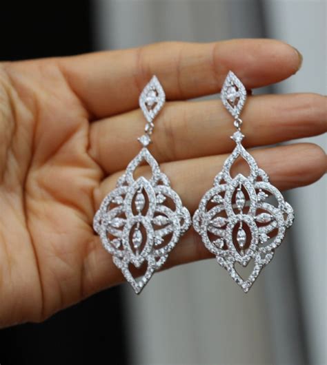 silver crystal bridal earring bridal jewelry chandelier