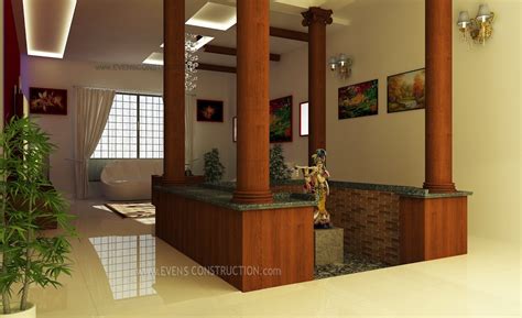courtyard designed  kerala home living room interiors