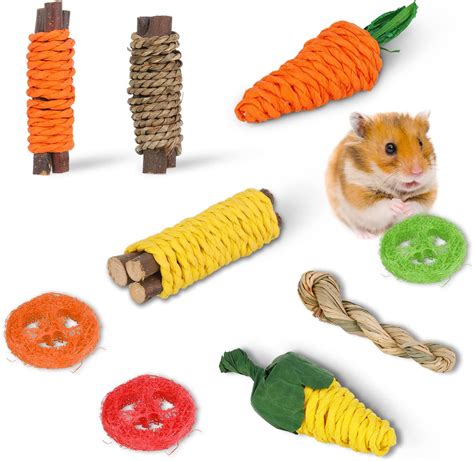 aklamater bunny chew toys for teeth rabbit chew toys 9pcs rabbit toys