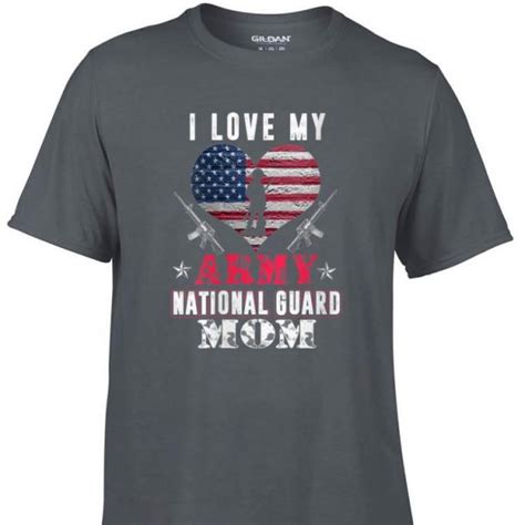 Original I Love My Army National Guard Mom Heart American Flag Shirt