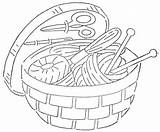 Sewing Embroidery Basket Tools Hand Vintage Patterns Coloring Pages Designs Template Website Drawings Needlework Accessible Reprints Hundreds Dedicated Iron Again sketch template