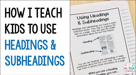 teaching headings  subheadings alyssa teaches