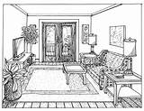 Perspective Drawing Room Point Sketch Bedroom Line House Interior Drawings Bridge Floor Pencil Hand Living Furniture Building Sketches Victorian Kitchen sketch template