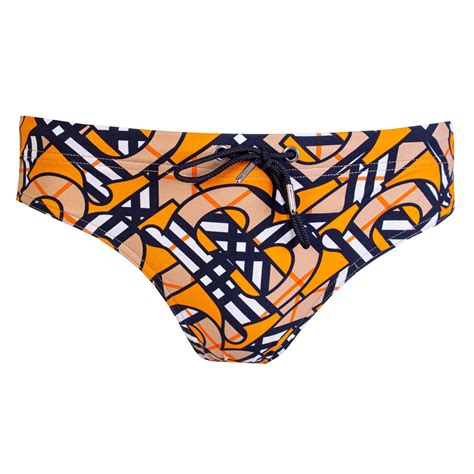 burberry printed swim brief in blue for men lyst