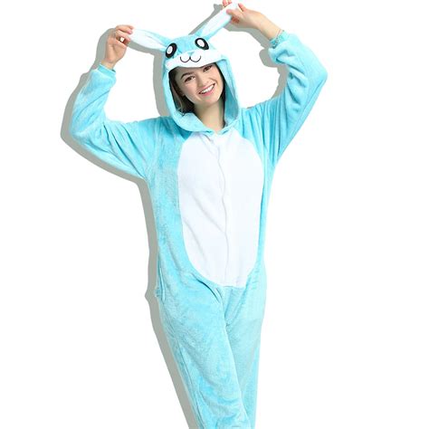 unisex blue rabbit animal anime pyjamas costume hoodies adult onesie fancy
