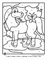 Number Color Horse Farm Kids Animal sketch template