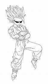 Gohan Saiyan Goku Ssj2 Coloringhome Gangnam Dragonball Getdrawings sketch template