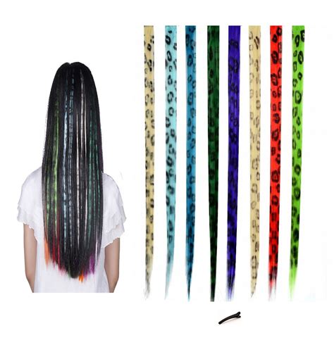 feshfen  pcs leopard print straight clip   hair extensions hairpieces  long remy hair