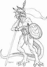 Draconian Drakkhen Deviantart Knight Dragon Visit Humanoid sketch template