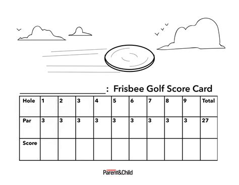 frisbee golf score card printable